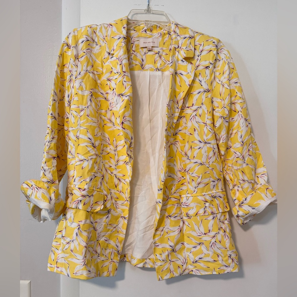 Skies are Blue linen blend yellow blazer - small